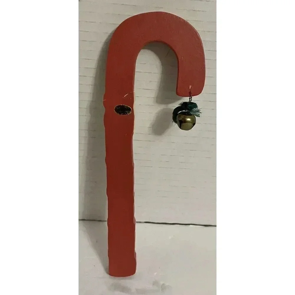 Santa Face On A Candy Cane‎ With Bell On End Ornament 8 Inch